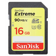 SanDisk 16GB Extreme SDHC UHS-I Memory Card - 90MB/s, C10, U3, V30, 4K UHD, SD Card